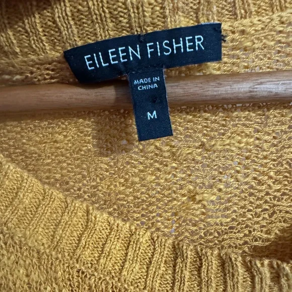 Eileen Fisher Women’s Knit Top – Burnt Orange, Size Medium (Linen-Cotton Blend) - Picture 2 of 4